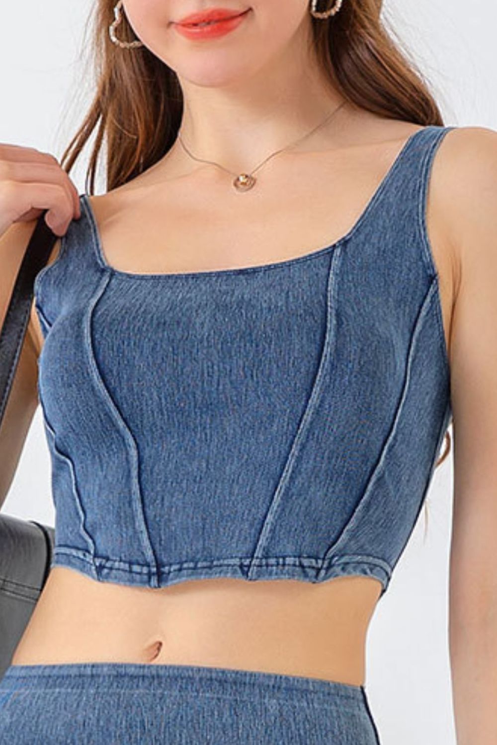 Seam Detail Cropped Denim Tank – Trendsi | ClozArt