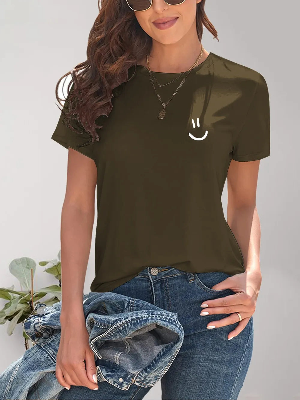 Smile Graphic Round Neck Short Sleeve T-Shirt – Trendsi | ClozArt