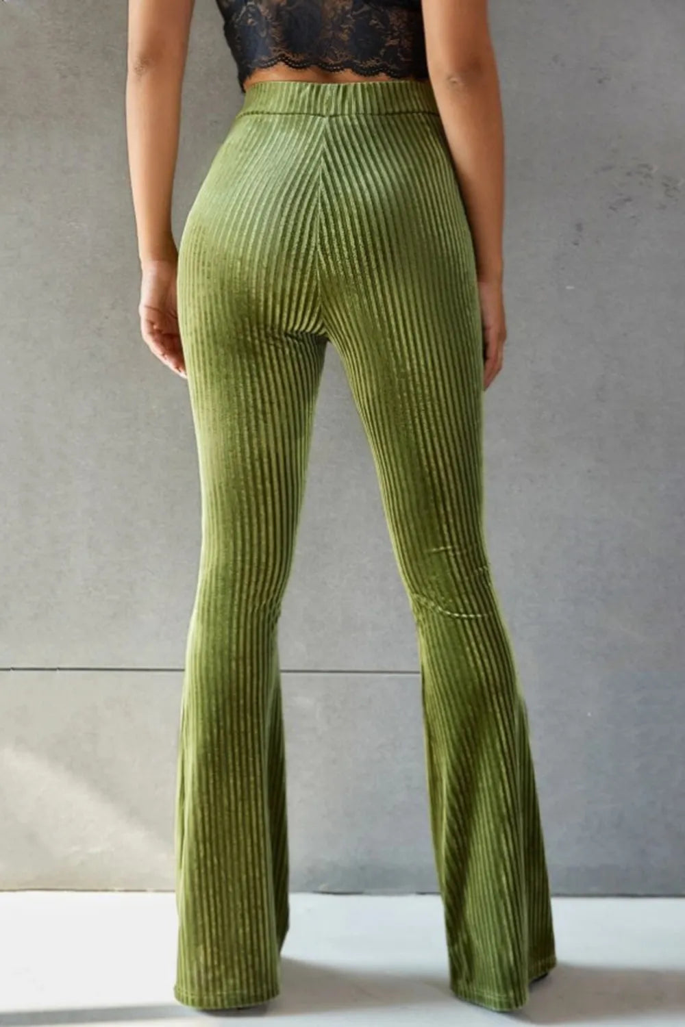 Ribbed High Waist Flare Pants – Trendsi | ClozArt