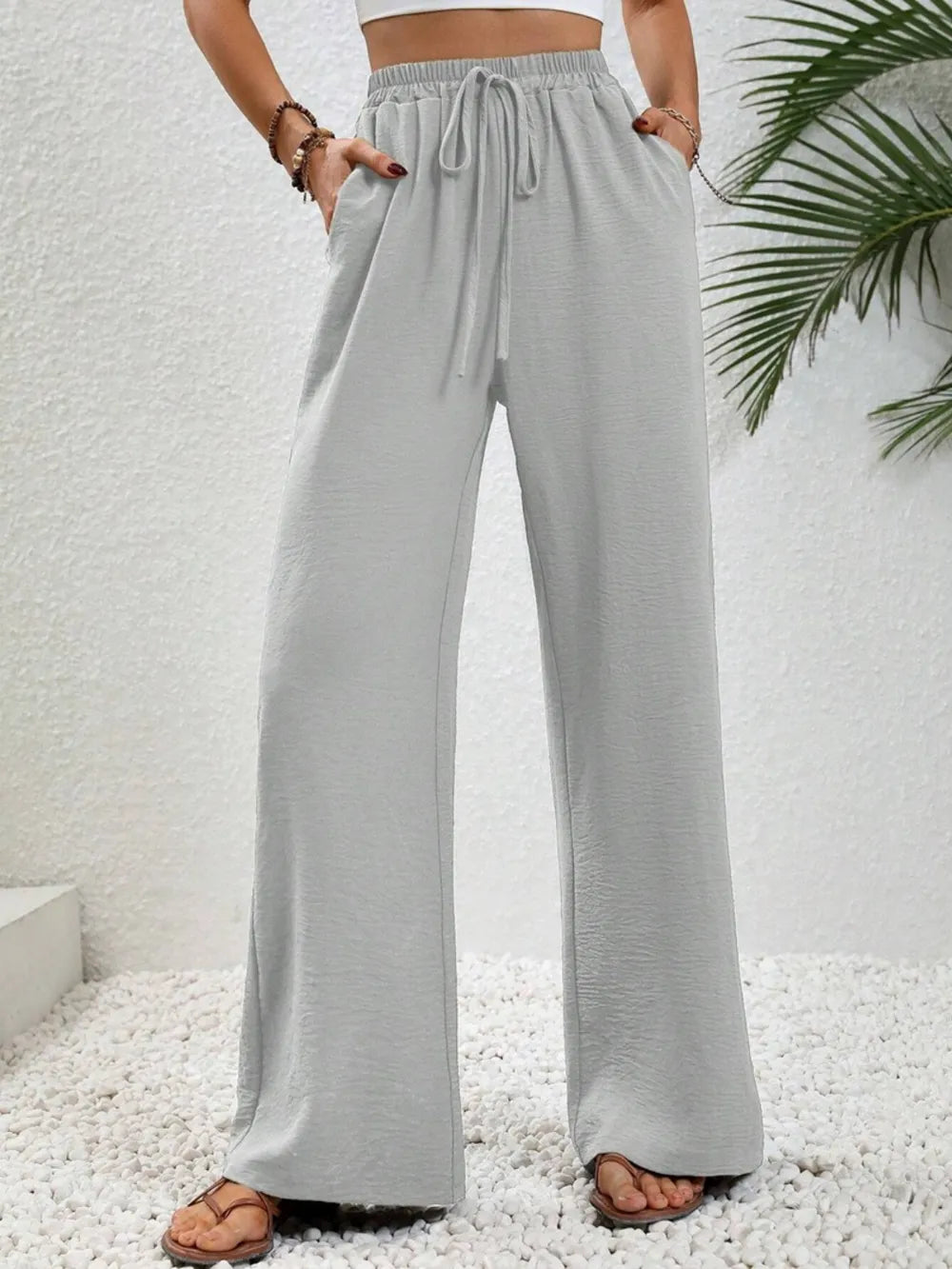 Wide Leg Drawstring Pants – Trendsi | ClozArt