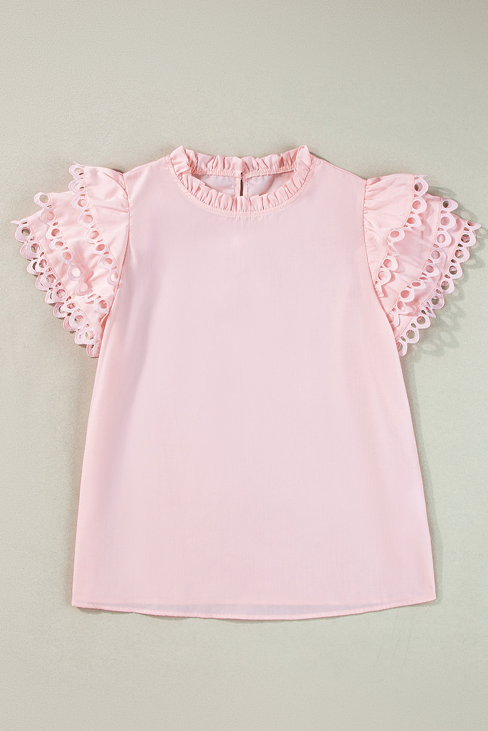 Beau Blue Layered Cap Sleeve Frill Neck Blouse – Shewin | ClozArt
