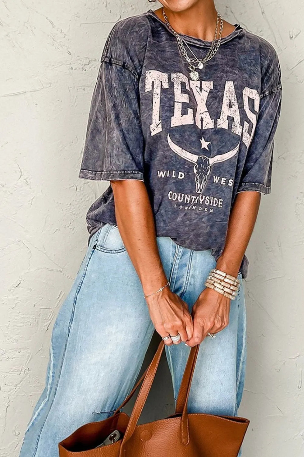TEXAS Steer Head Graphic Mineral Wash Oversized T-Shirt – Trendsi | ClozArt