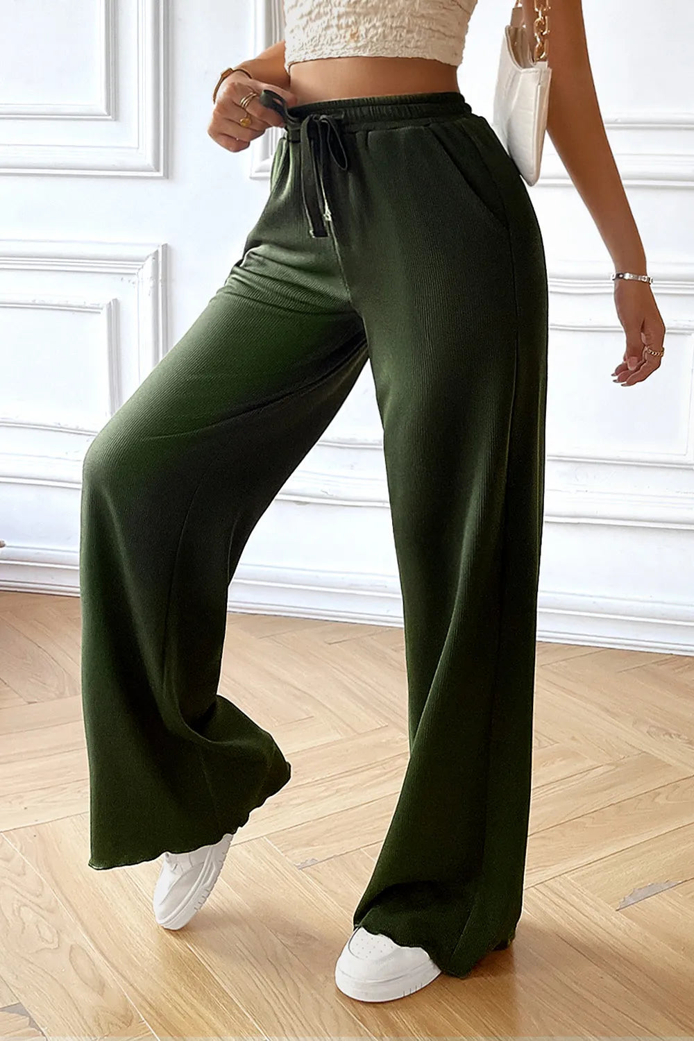 Devine Drawstring Wide Leg Pants with Pocketed – Trendsi | ClozArt