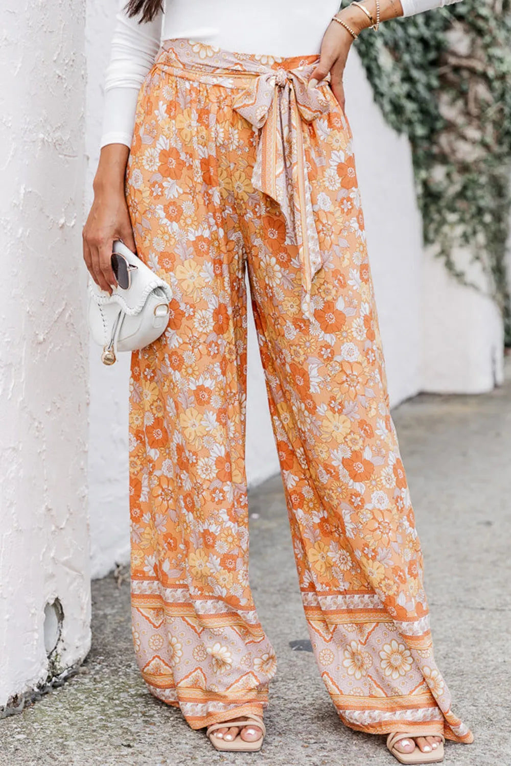Floral Tie Front Wide Leg Pants – Trendsi | ClozArt
