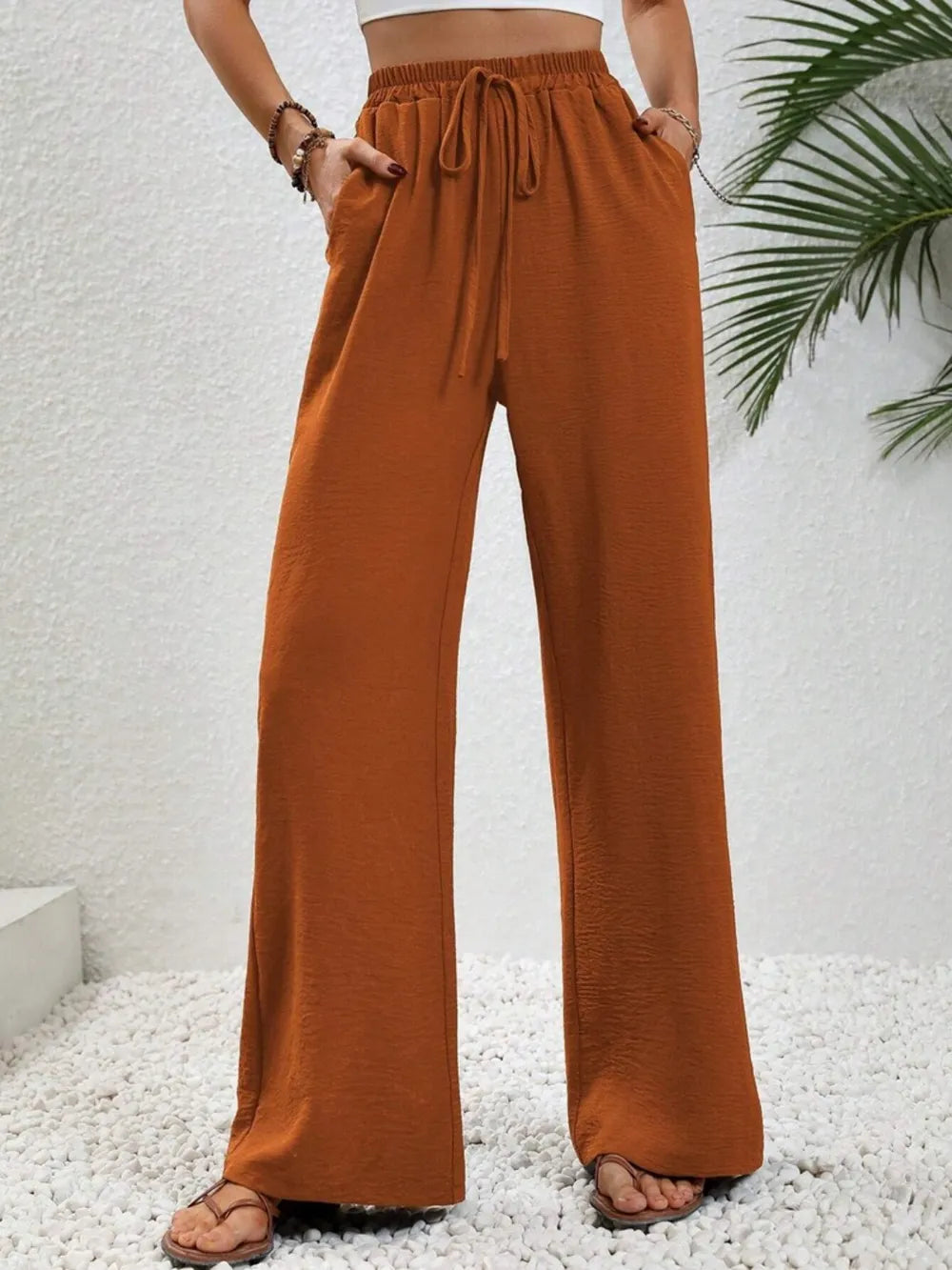 Wide Leg Drawstring Pants – Trendsi | ClozArt
