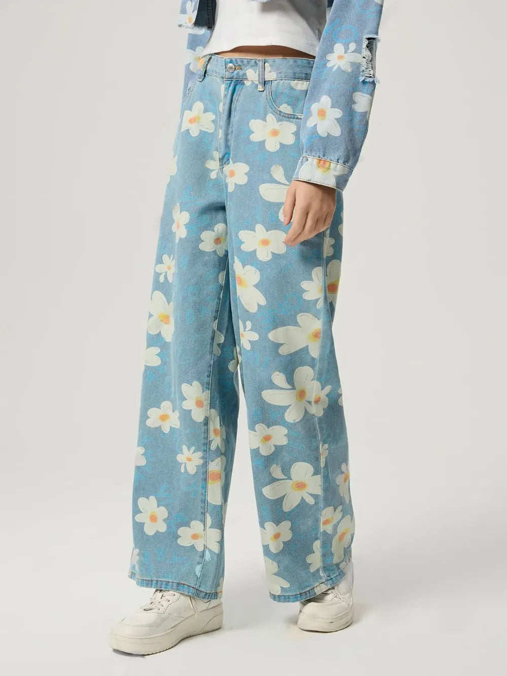 Pocketed Floral Wide Leg Jeans – Trendsi | ClozArt