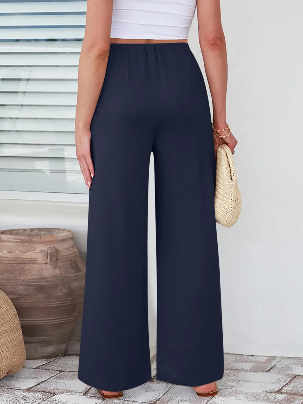 Elastic Waist Wide Leg Pants – Trendsi | ClozArt