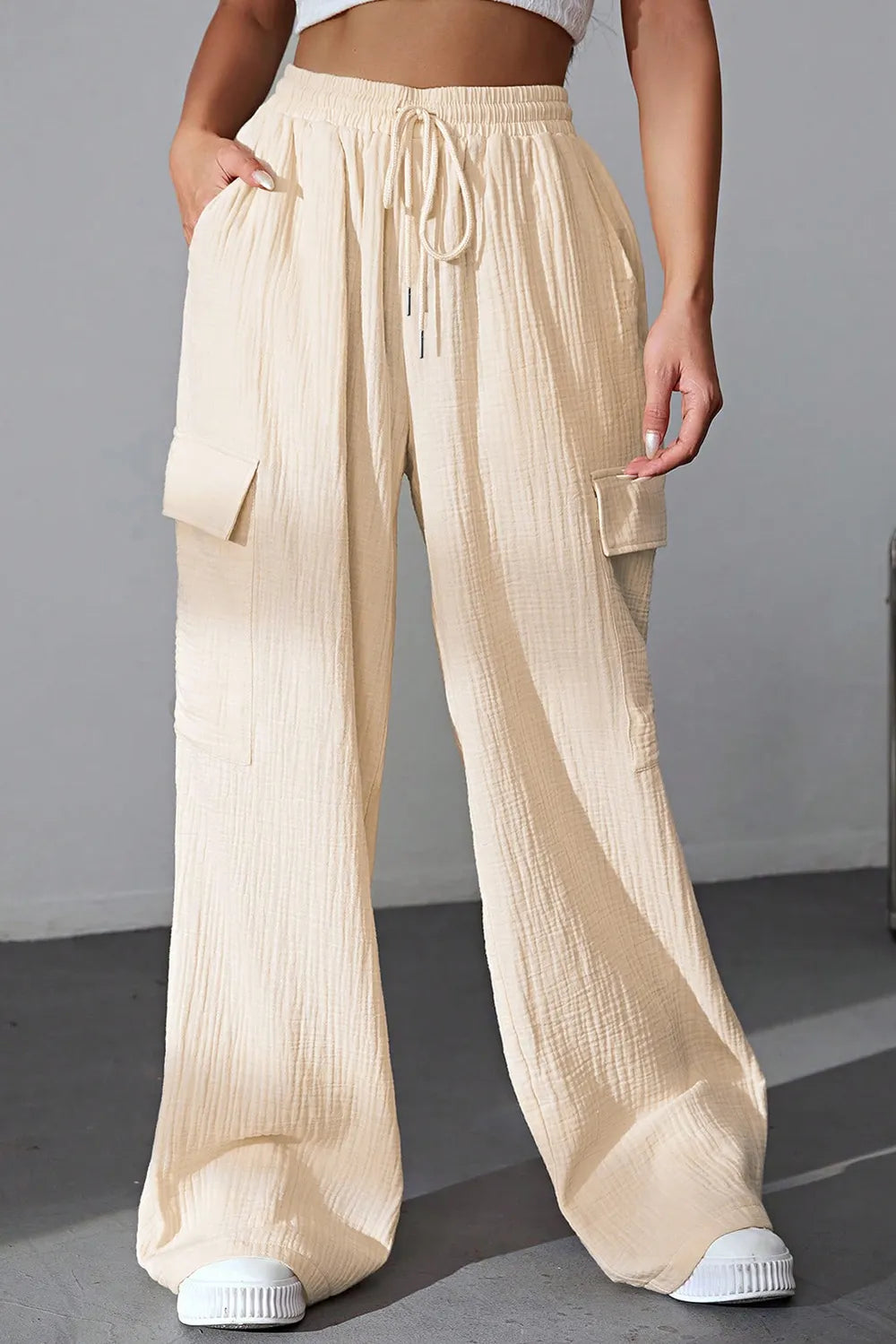 Drawstring Pocketed Wide Leg Pants – Trendsi | ClozArt