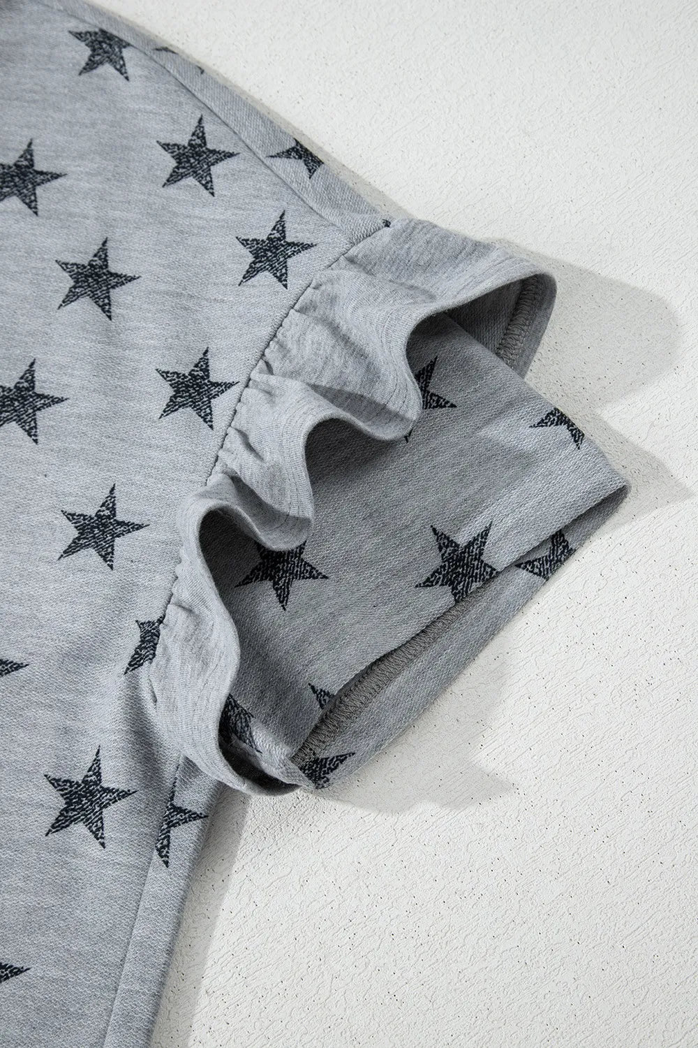 Star Print Tiered Ruffled Sleeve Crew Neck T Shirt – Trendsi | ClozArt