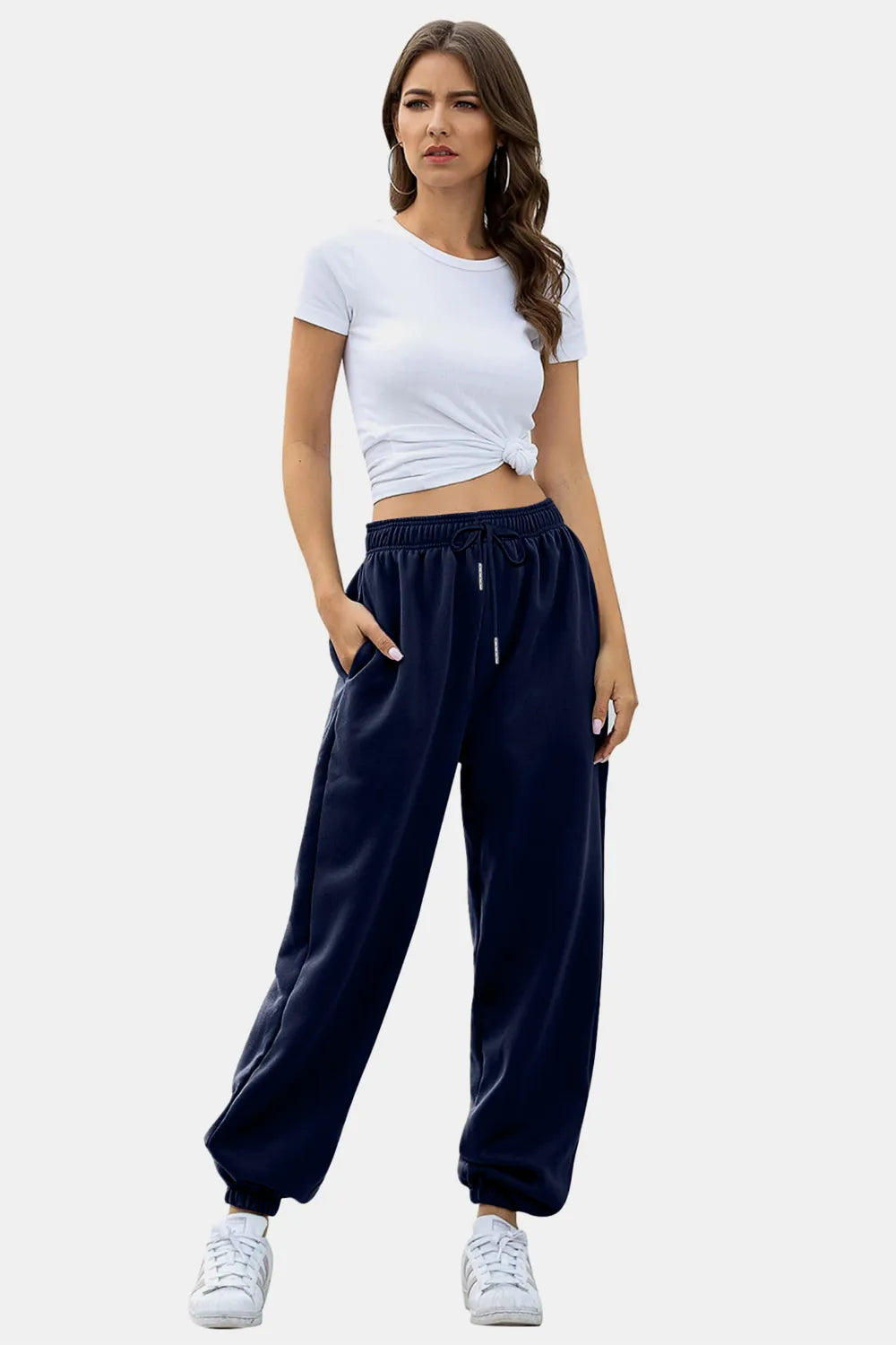 Elastic Waist Joggers with Pockets – Trendsi | ClozArt