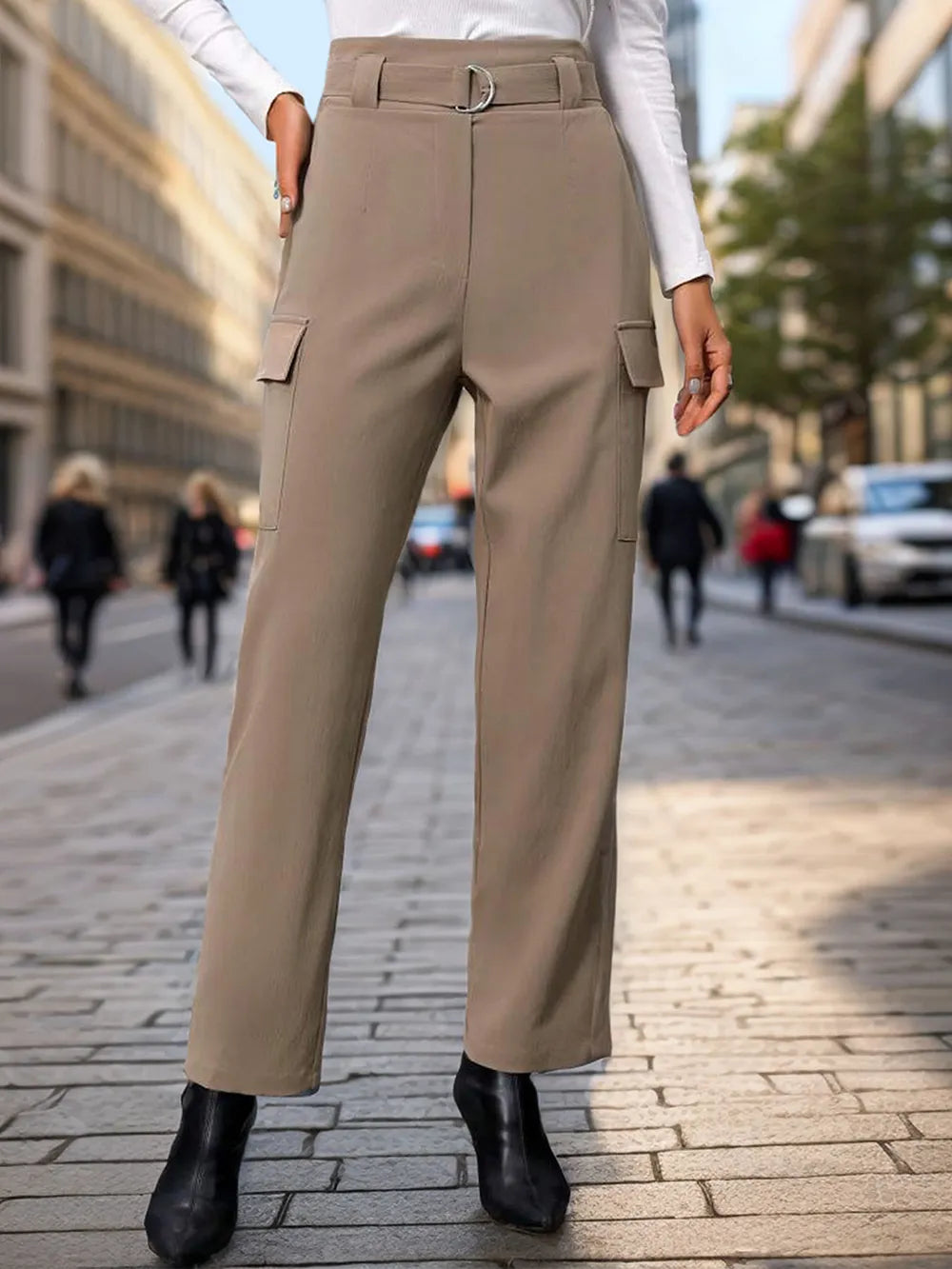 Perfee High Waist Straight Pants – Trendsi | ClozArt