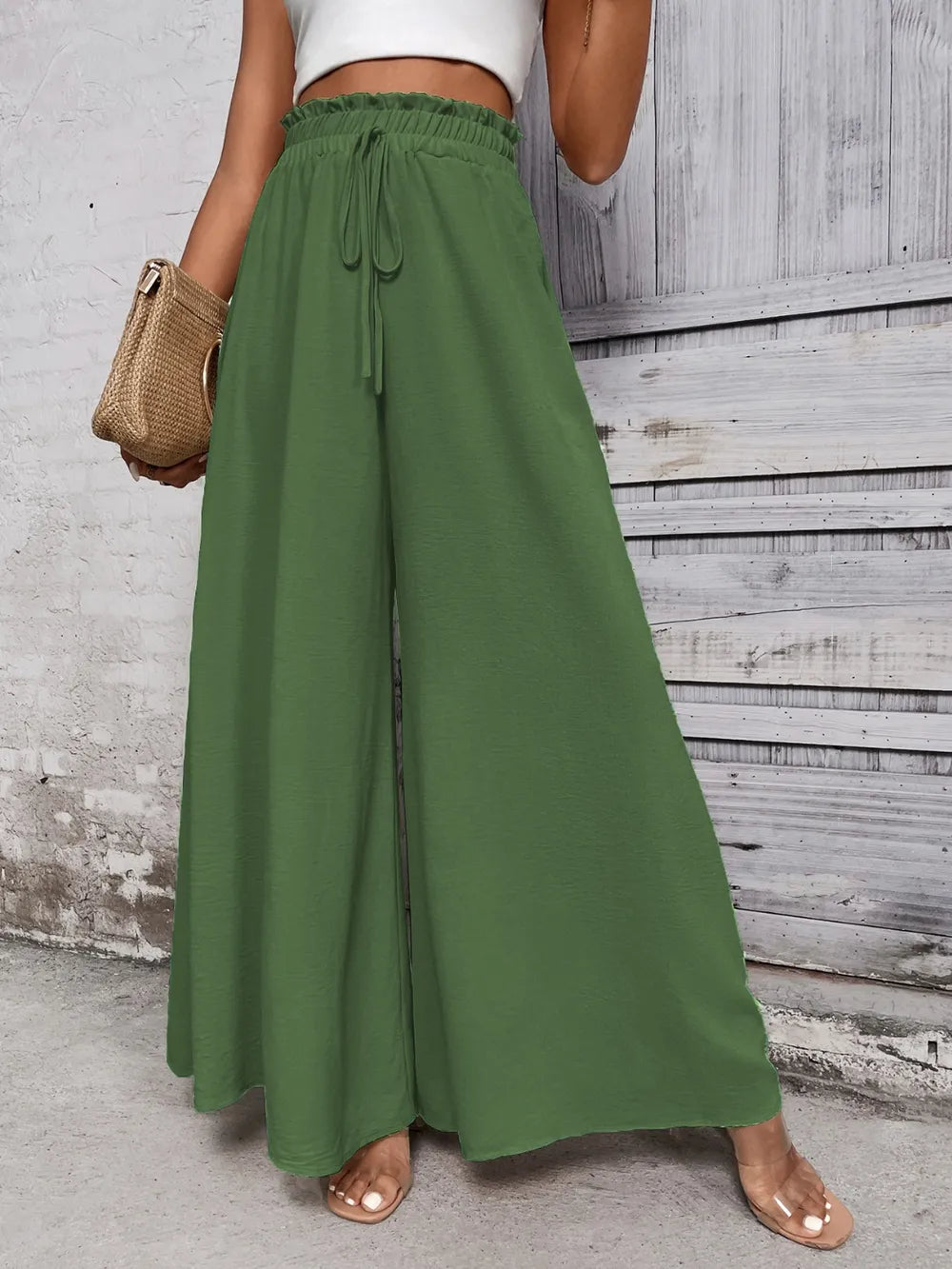 Honey Tied High Waist Wide Leg Pants – Trendsi | ClozArt