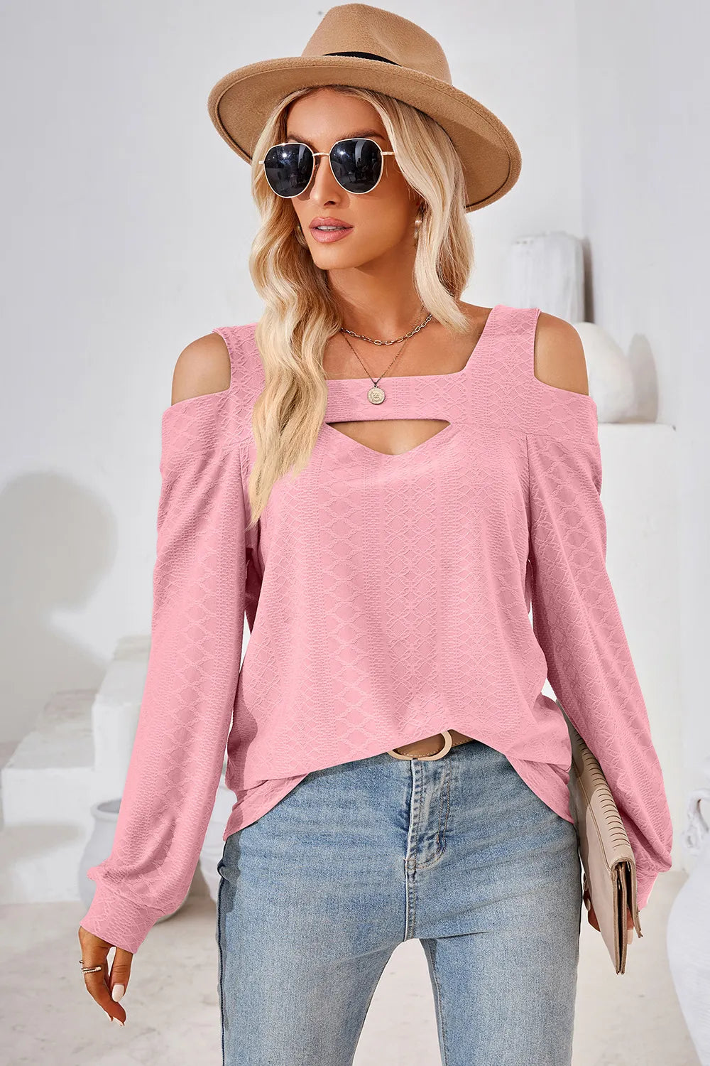 Cutout Square Neck Cold Shoulder T-Shirt – Trendsi | ClozArt