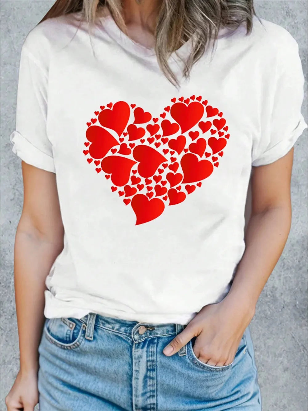 Heart Round Neck Short Sleeve T-Shirt – Trendsi | ClozArt