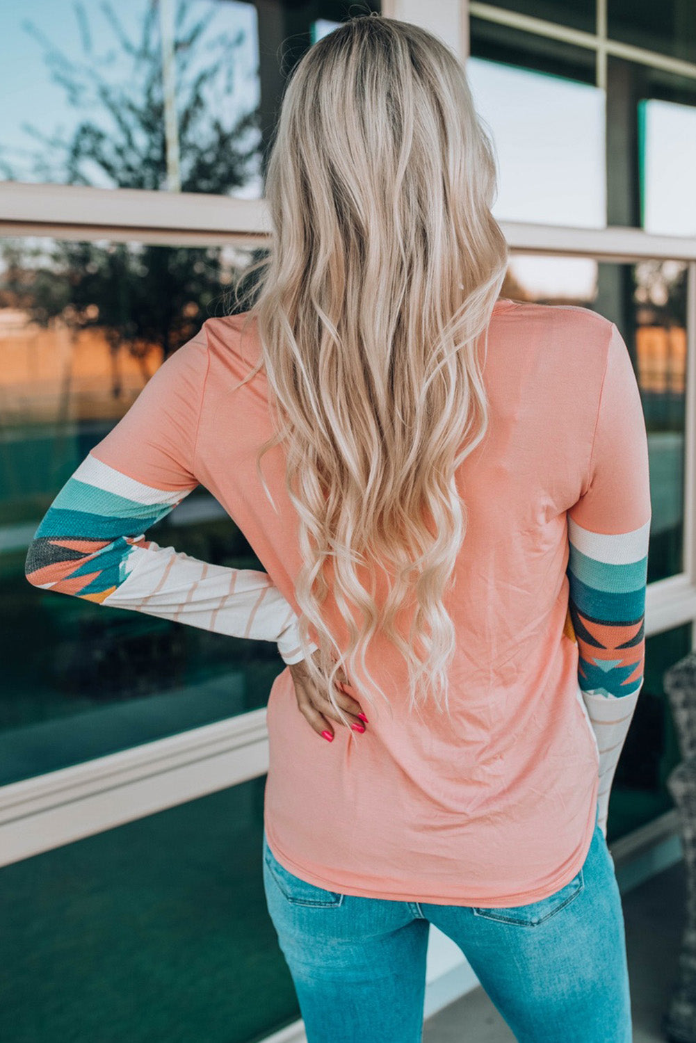 Geometric Round Neck Long Sleeve T-Shirt – Trendsi | ClozArt