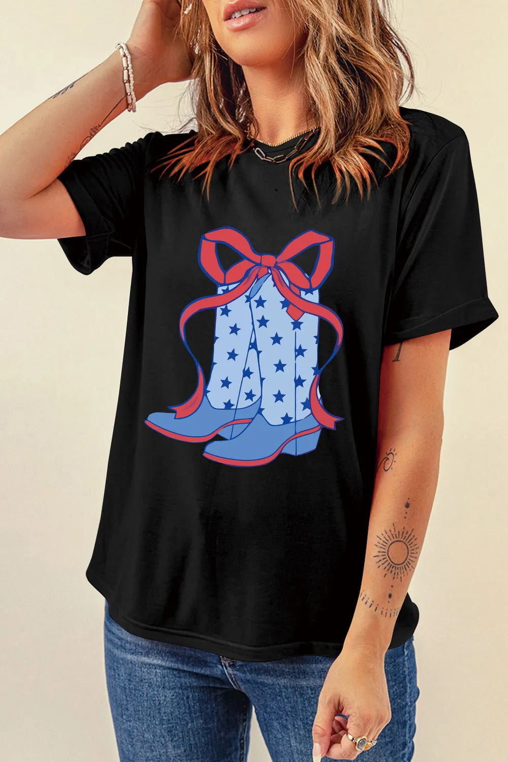Boot Graphic Round Neck Short Sleeve T-Shirt – Trendsi | ClozArt