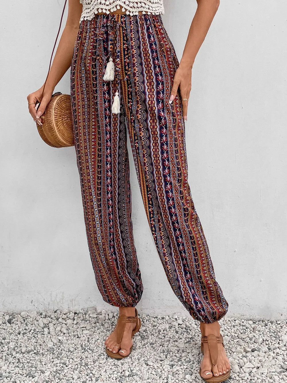 Tassel Printed High Waist Pants – Trendsi | ClozArt