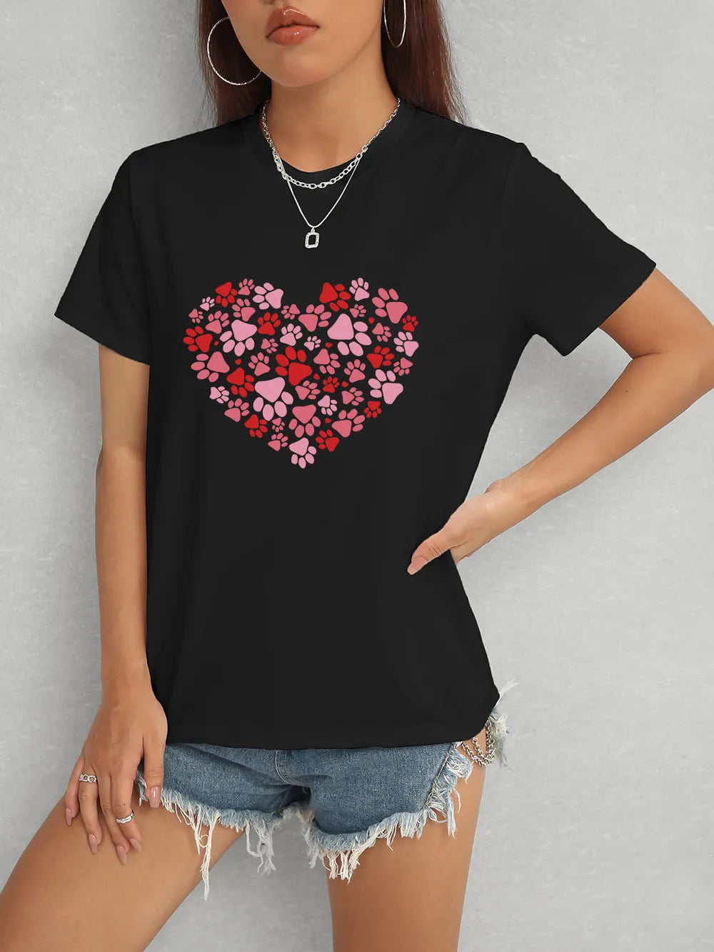 Heart Round Neck Short Sleeve T-Shirt – Trendsi | ClozArt