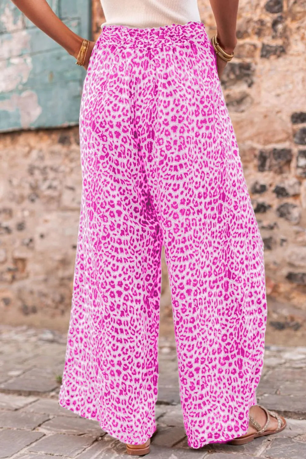 Leopard Drawstring Wide Leg Pants – Trendsi | ClozArt