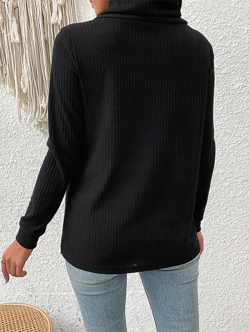Decorative Button Turtleneck Long Sleeve T-Shirt – Trendsi | ClozArt