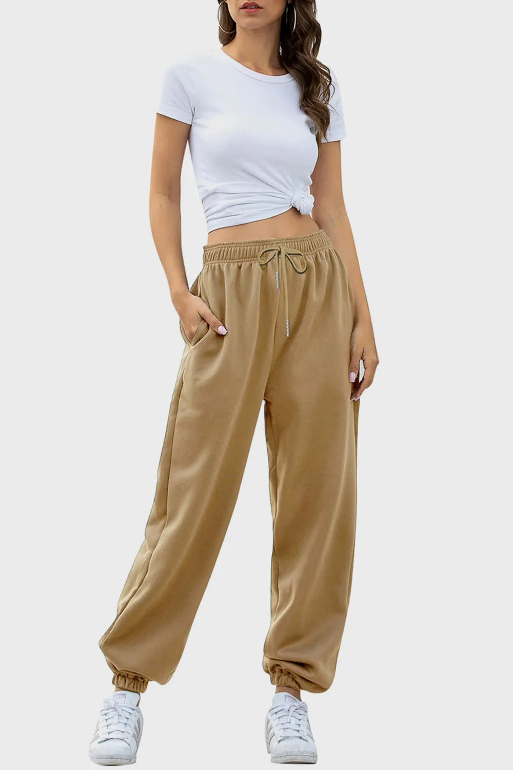 Elastic Waist Joggers with Pockets – Trendsi | ClozArt