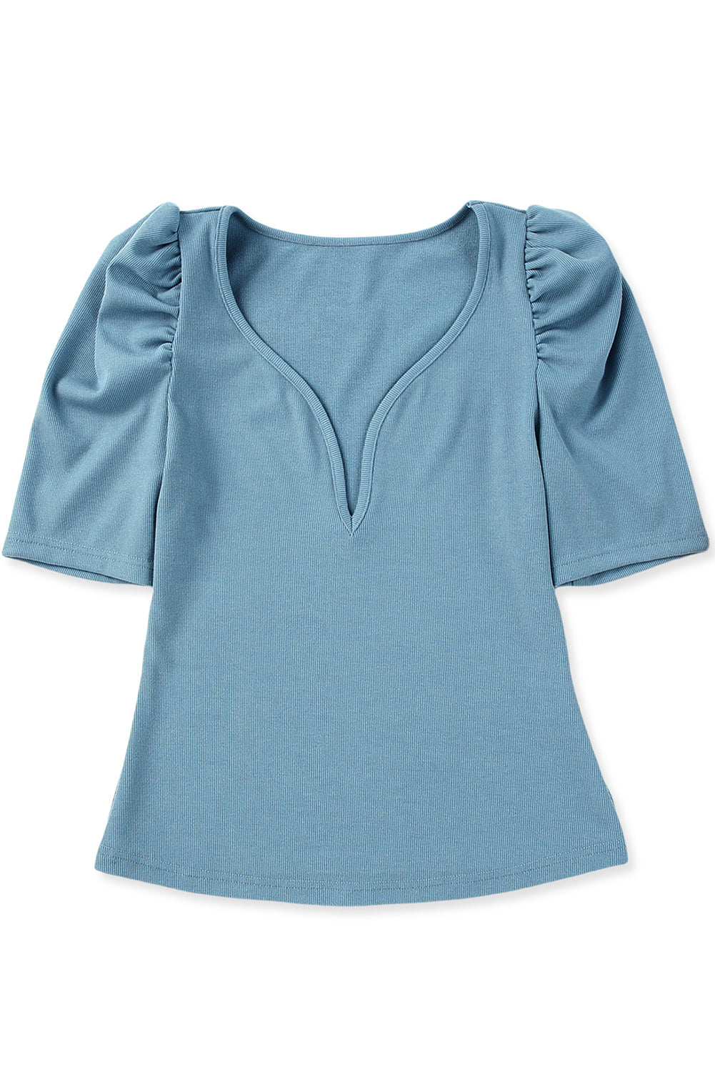 Deep V Puff Sleeve Top – Trendsi | ClozArt