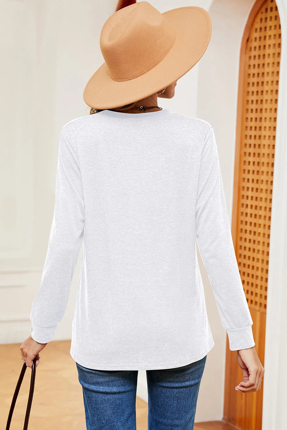 Notched Long Sleeve T-Shirt – Trendsi | ClozArt