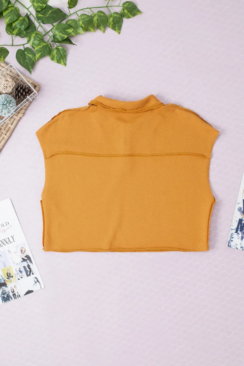 Collared Neck Cap Sleeve T-Shirt – Trendsi | ClozArt