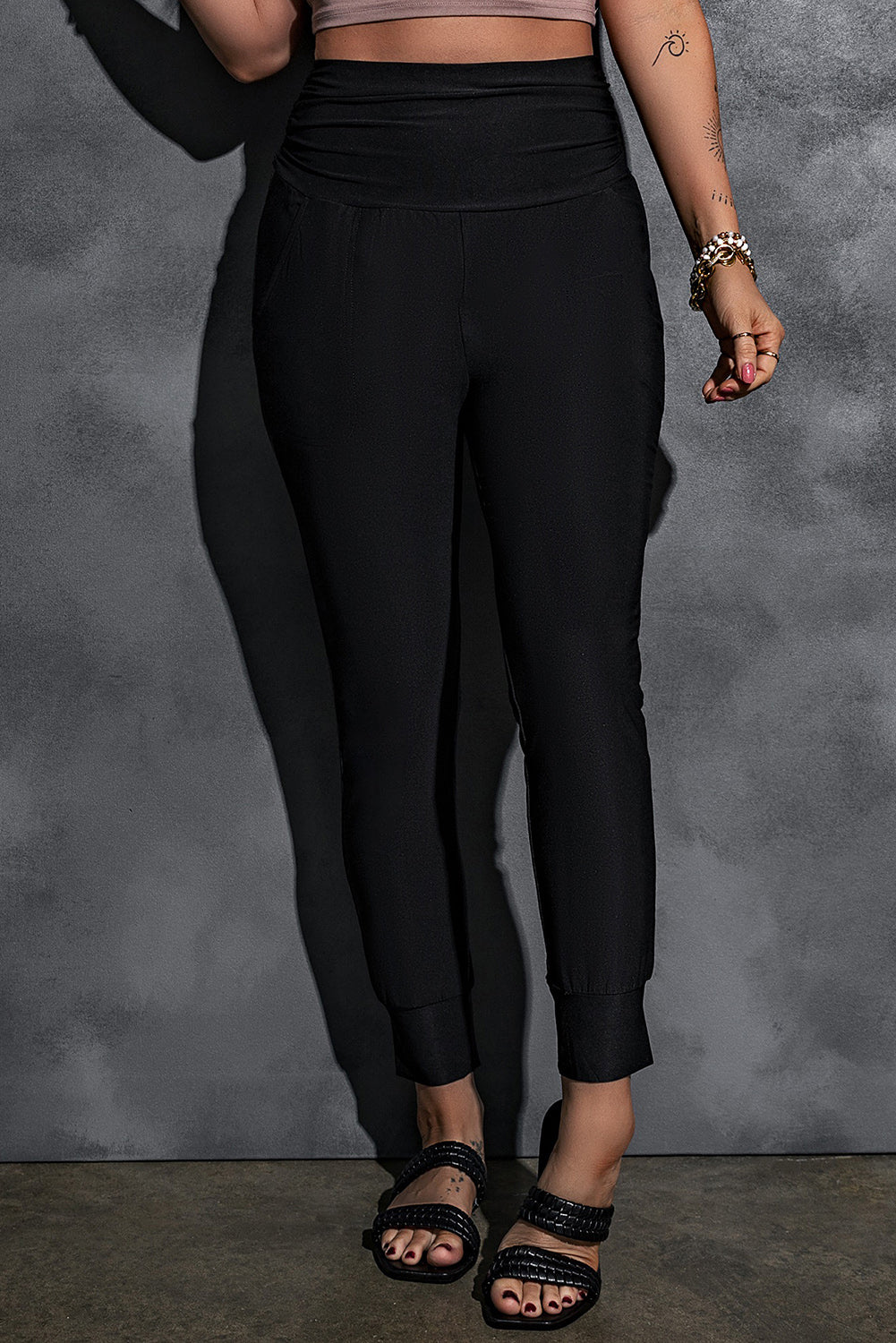 High-Rise Wide Waistband Joggers – Trendsi | ClozArt