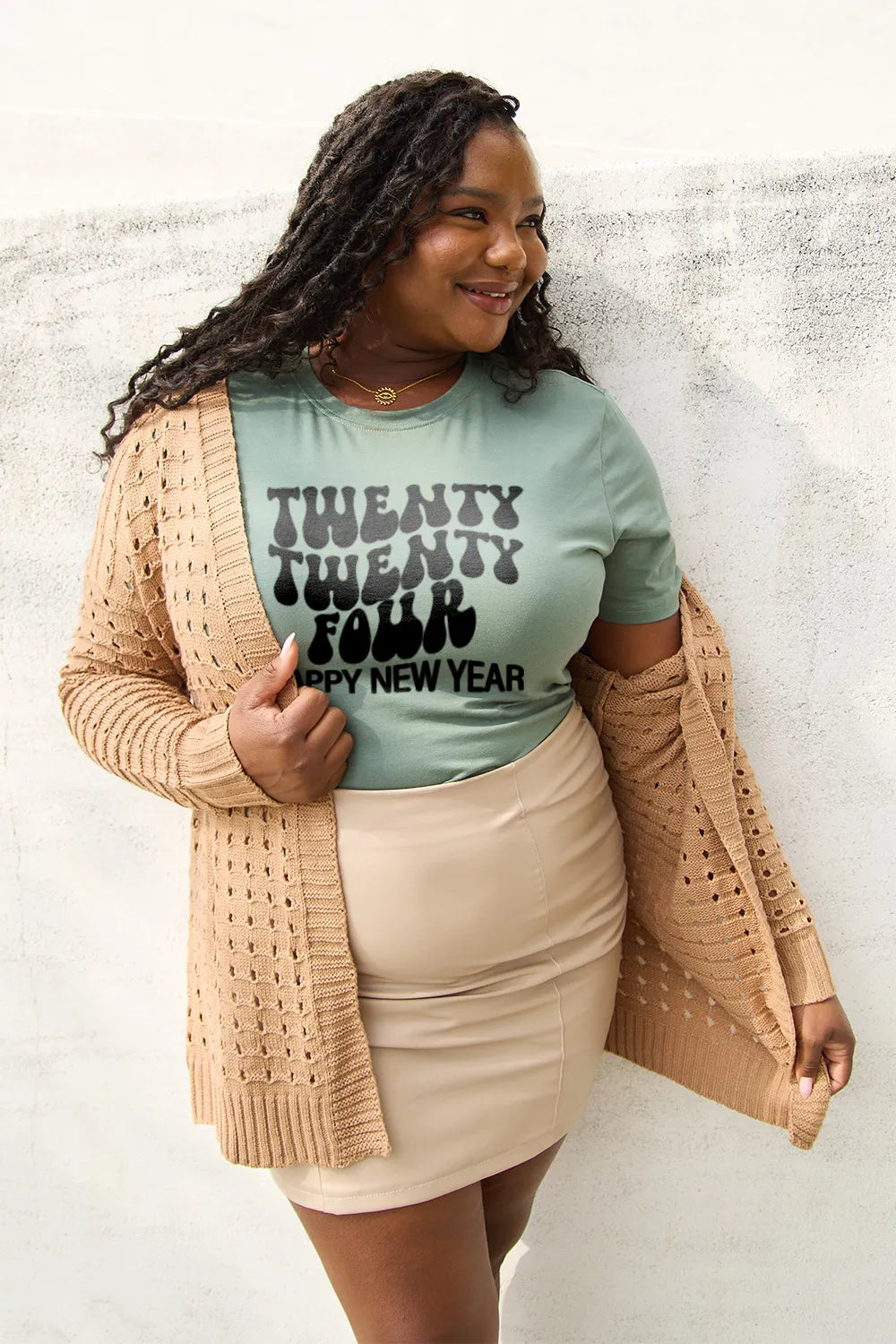 Simply Love Full Size TWENTY TWENTY FOUR HAPPY NEW YEAR Short Sleeve T-Shirt – Trendsi | ClozArt
