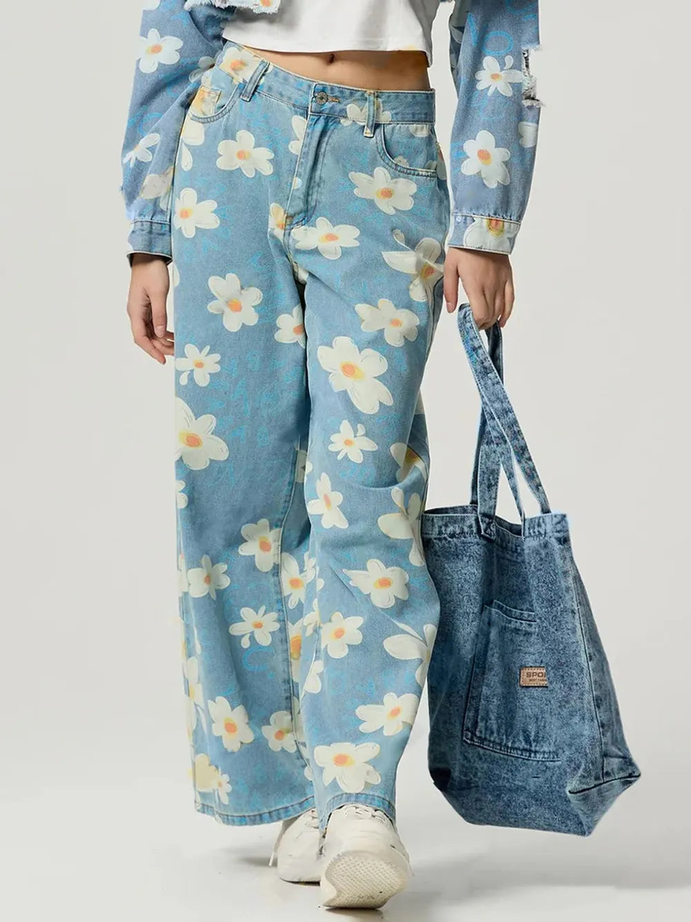 Pocketed Floral Wide Leg Jeans – Trendsi | ClozArt