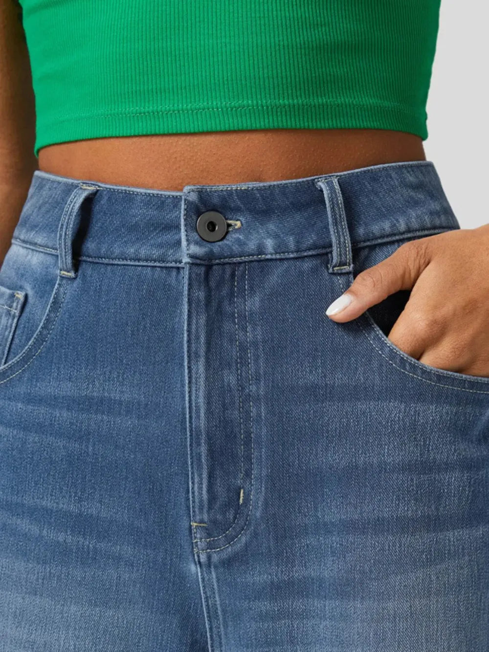 High Rise Rolled Straight Leg Jeans – Trendsi | ClozArt