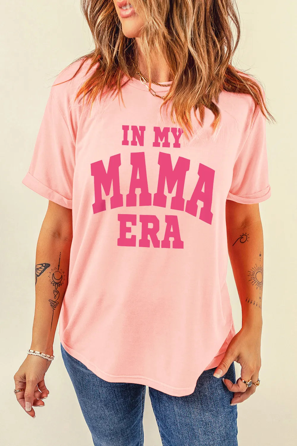 IN MY MAMA ERA Round Neck T-Shirt – Trendsi | ClozArt
