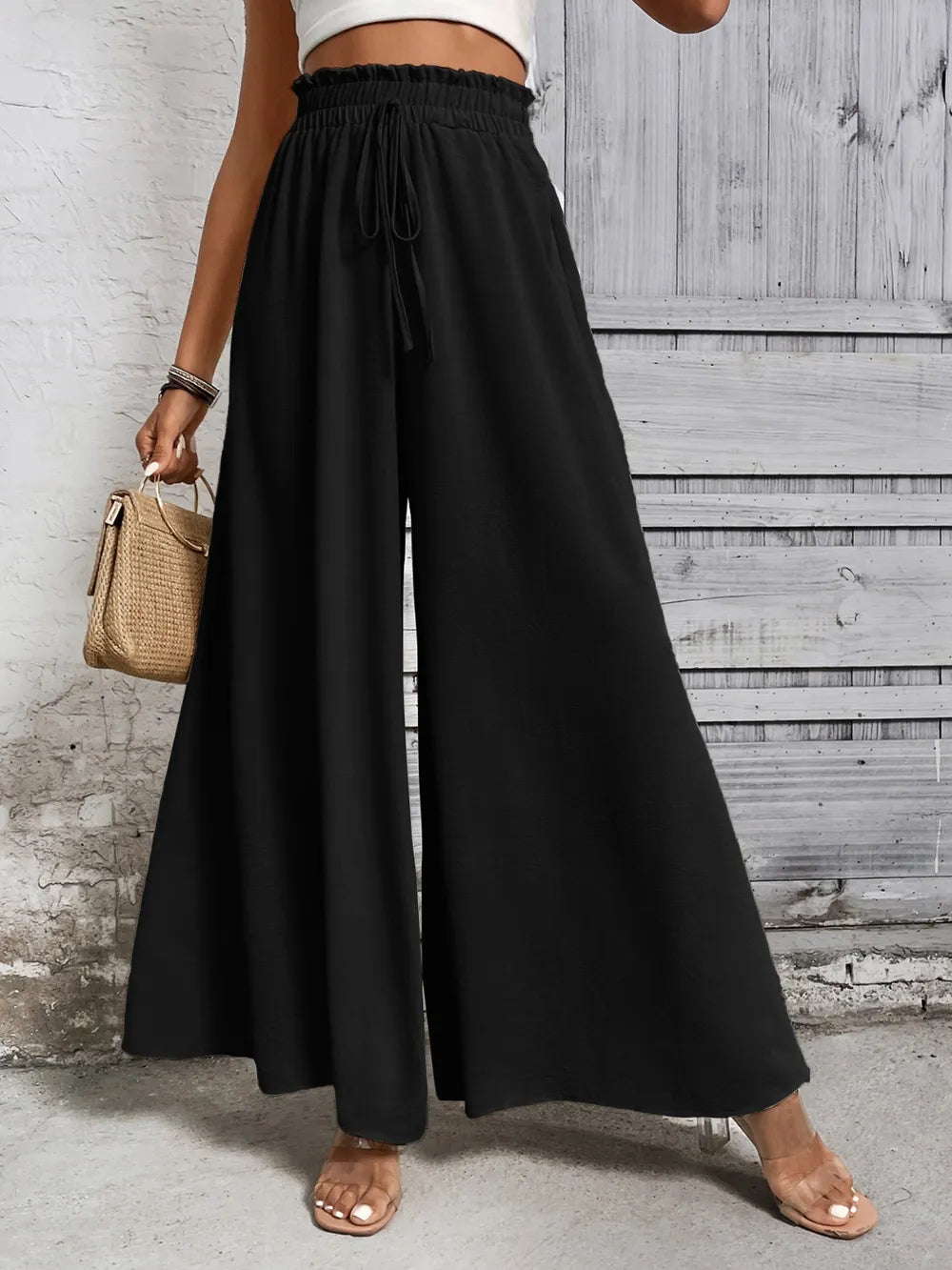 Honey Tied High Waist Wide Leg Pants – Trendsi | ClozArt