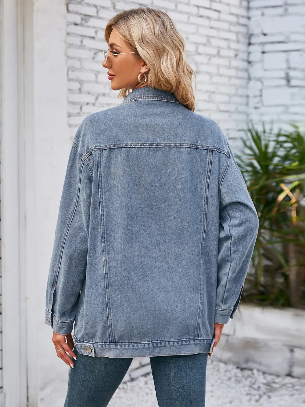 Button Up Long Sleeve Denim Jacket – Trendsi | ClozArt