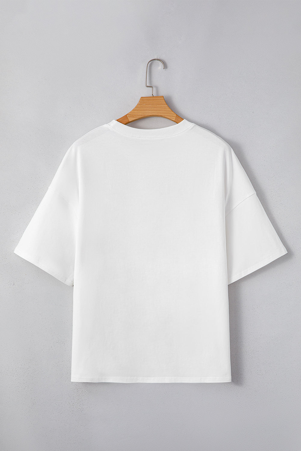 White Star Patched Drop Shoulder Half Sleeve Loose Tee – Shewin | ClozArt