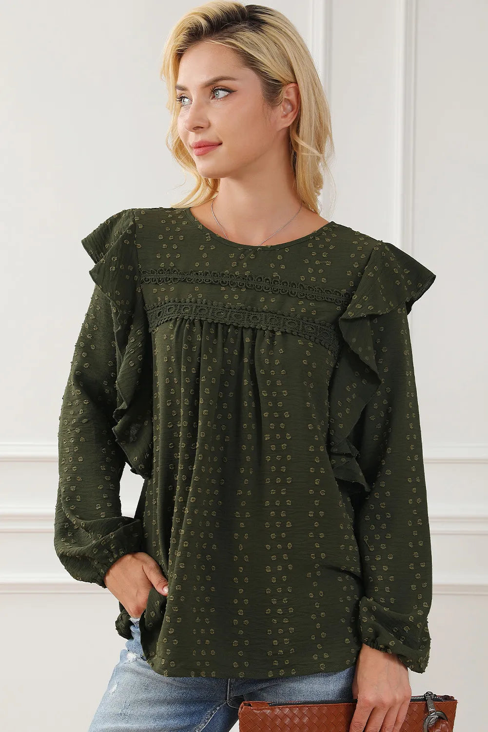 Round Neck Ruffled Blouse – Trendsi | ClozArt