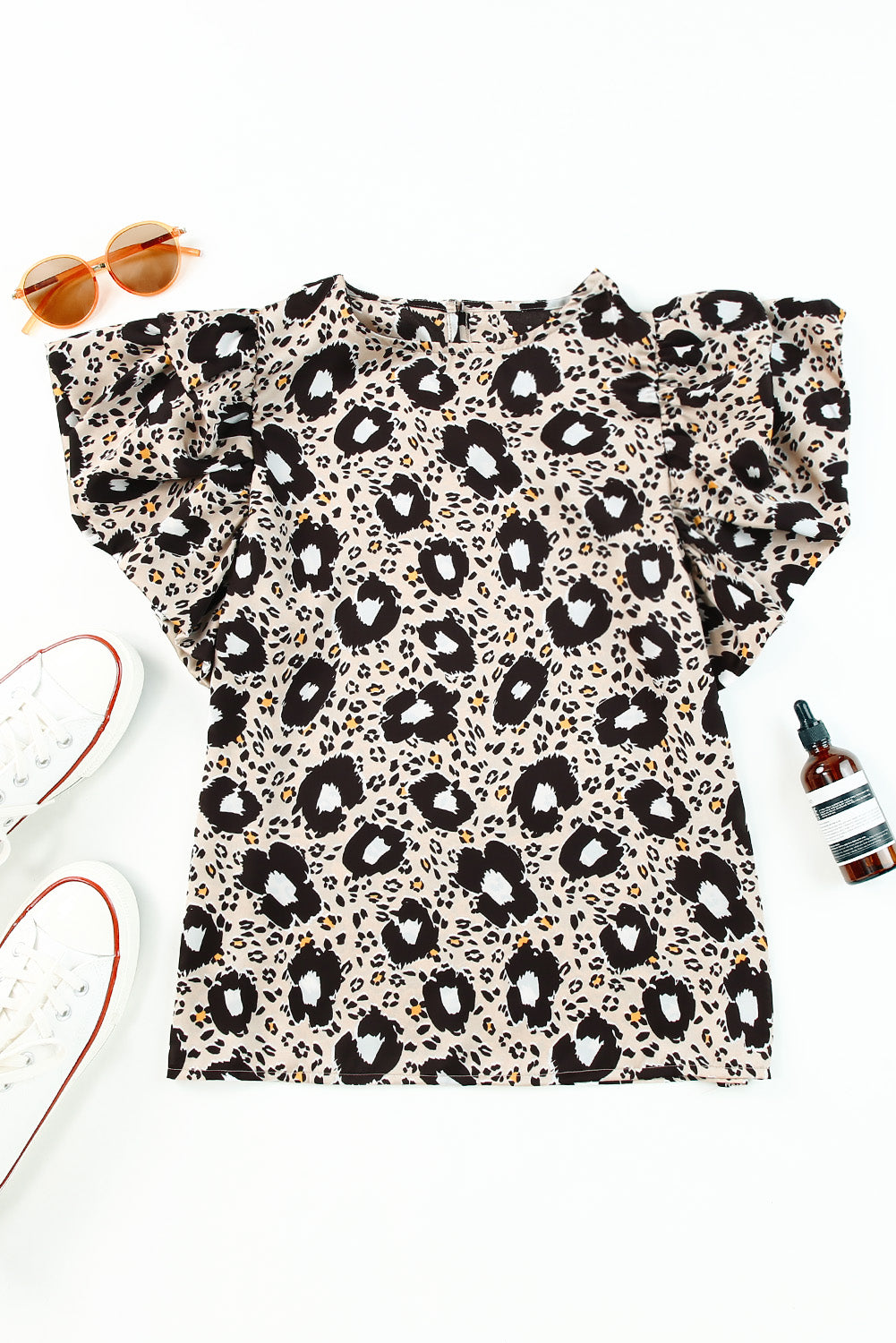 Animal Print Puff Sleeve Round Neck Blouse – Trendsi | ClozArt
