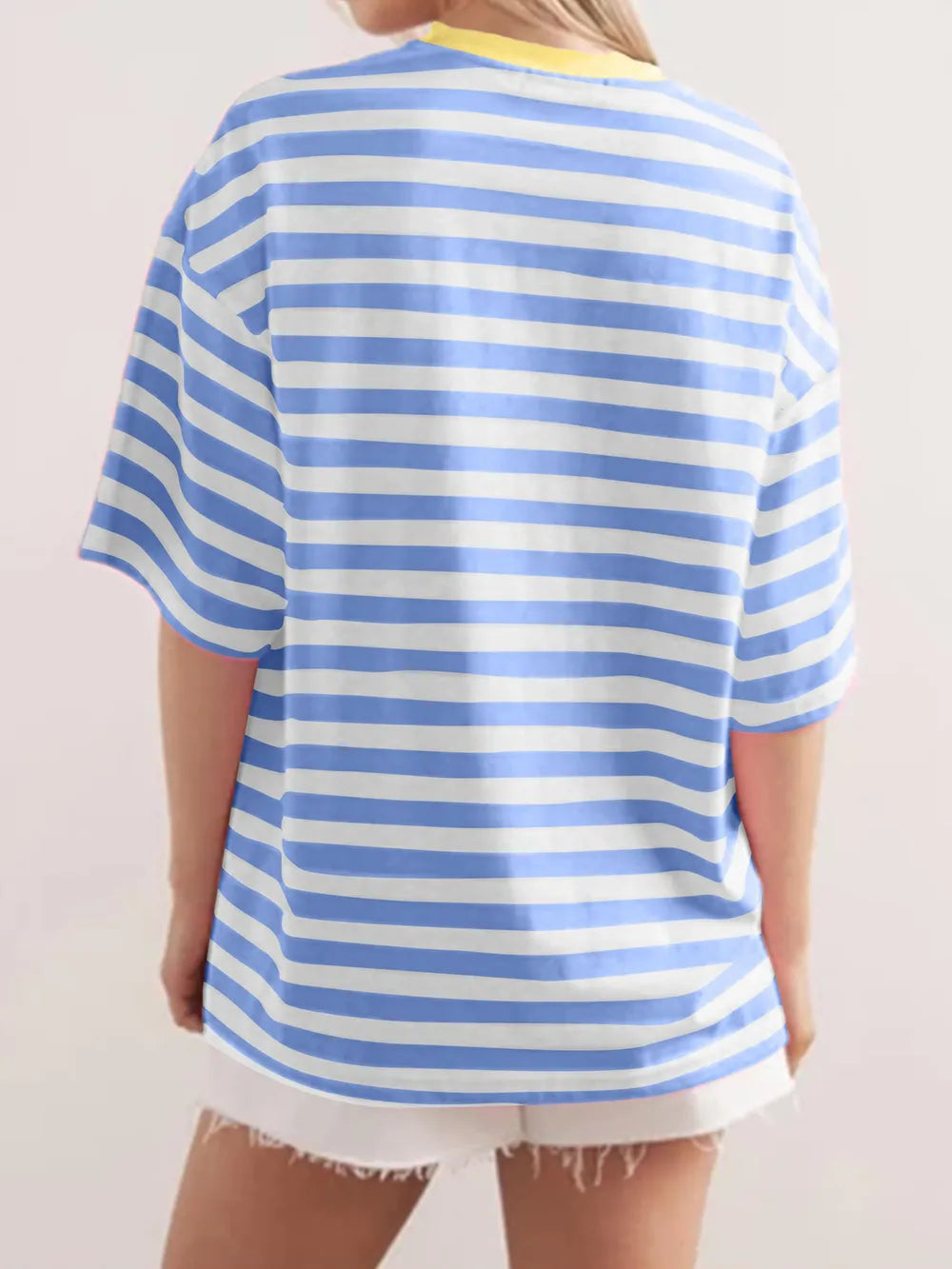 Striped Round Neck Half Sleeve T-Shirt – Trendsi | ClozArt