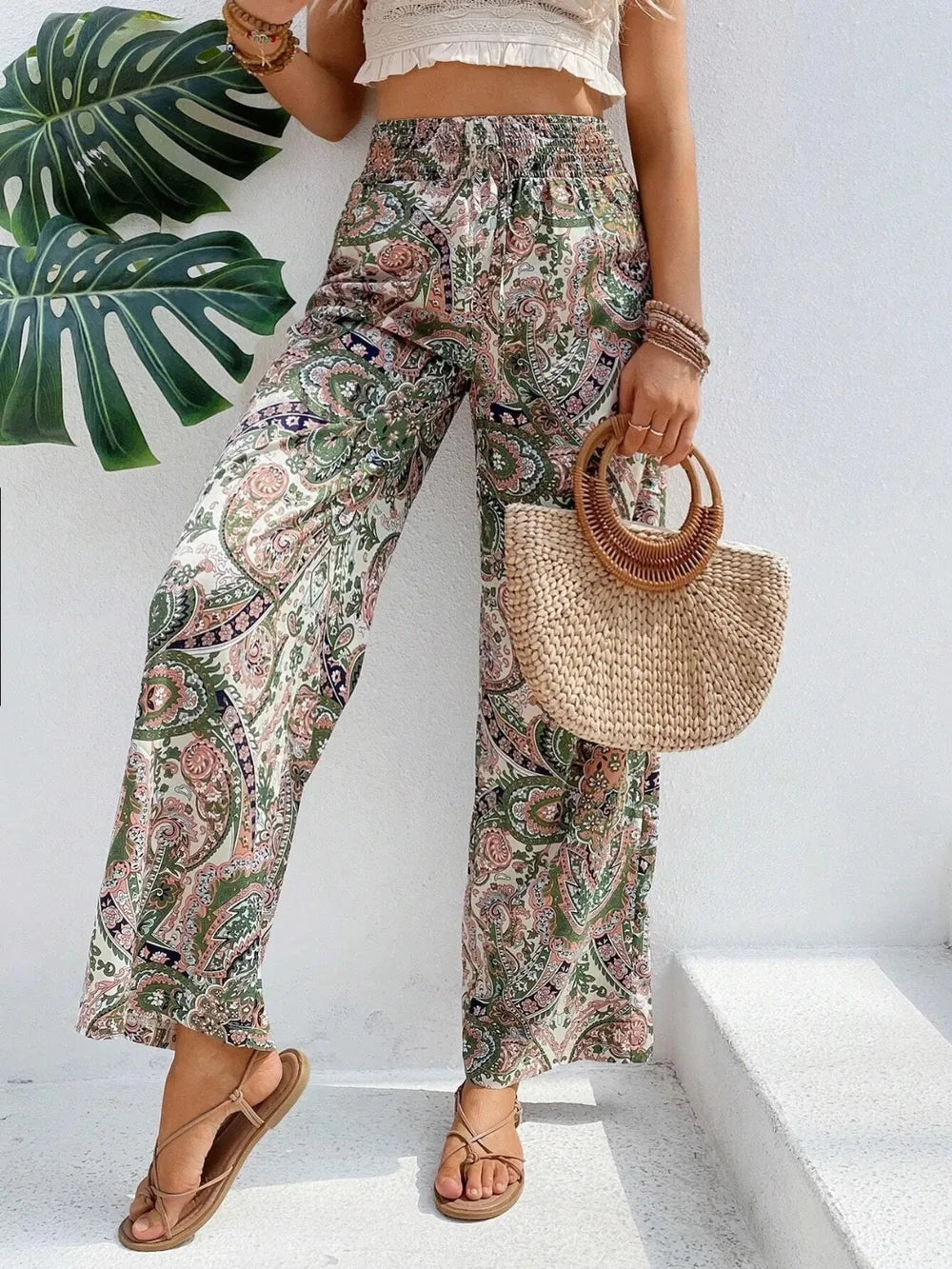 Printed Wide Leg Pants – Trendsi | ClozArt