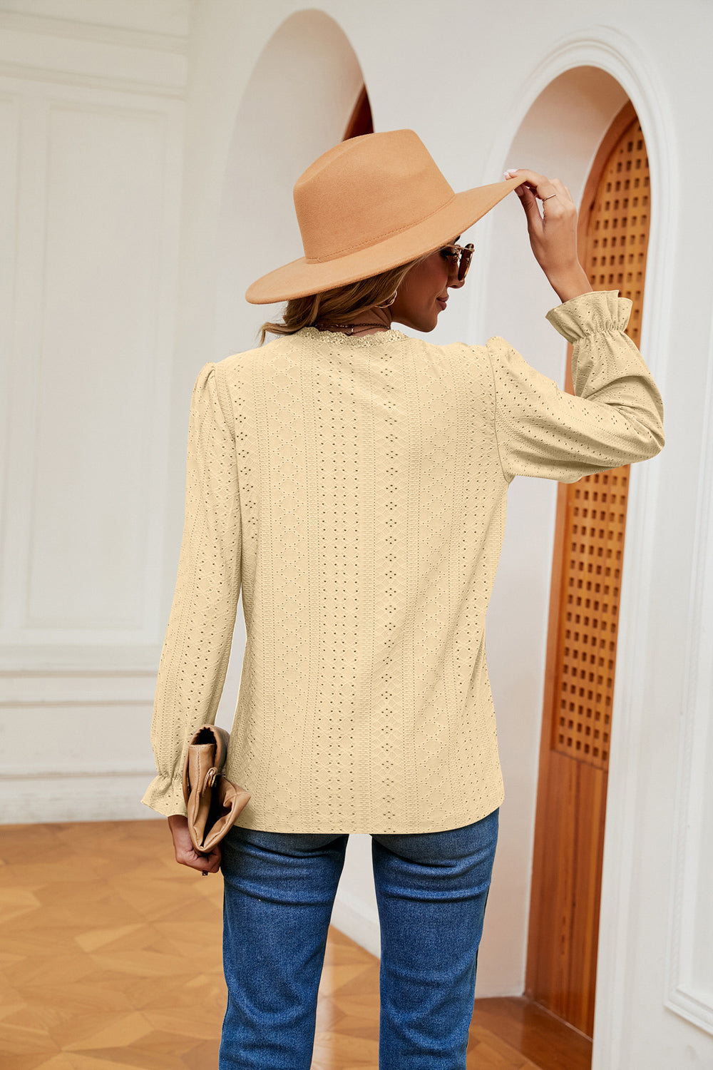 V-Neck Flounce Sleeve Blouse – Trendsi | ClozArt