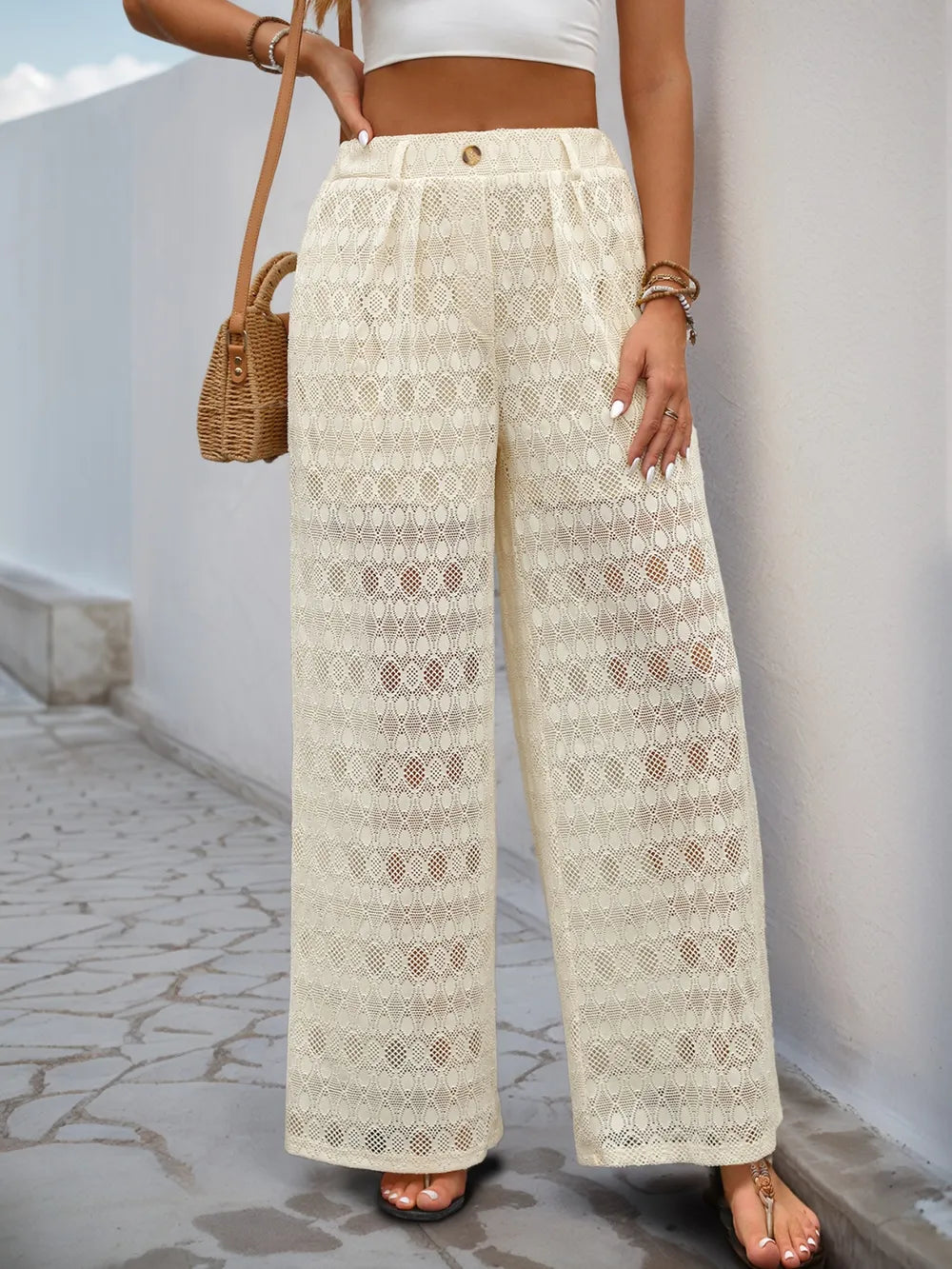 Decorative Button Wide Leg Pants – Trendsi | ClozArt