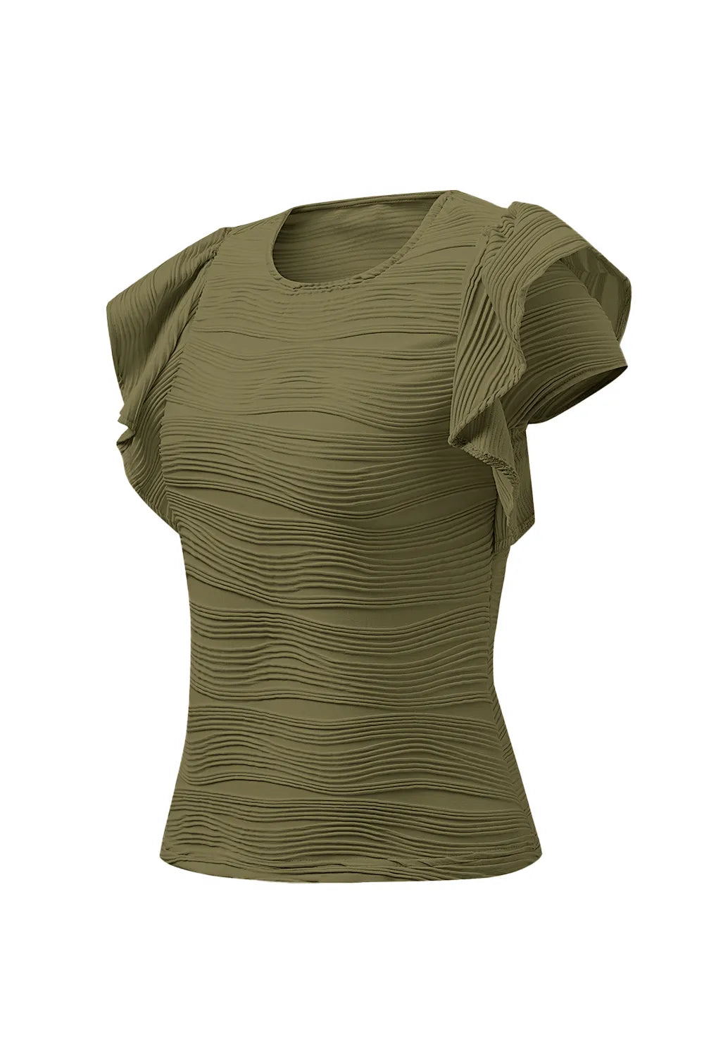 Textured Round Neck Cap Sleeve Top – Trendsi | ClozArt