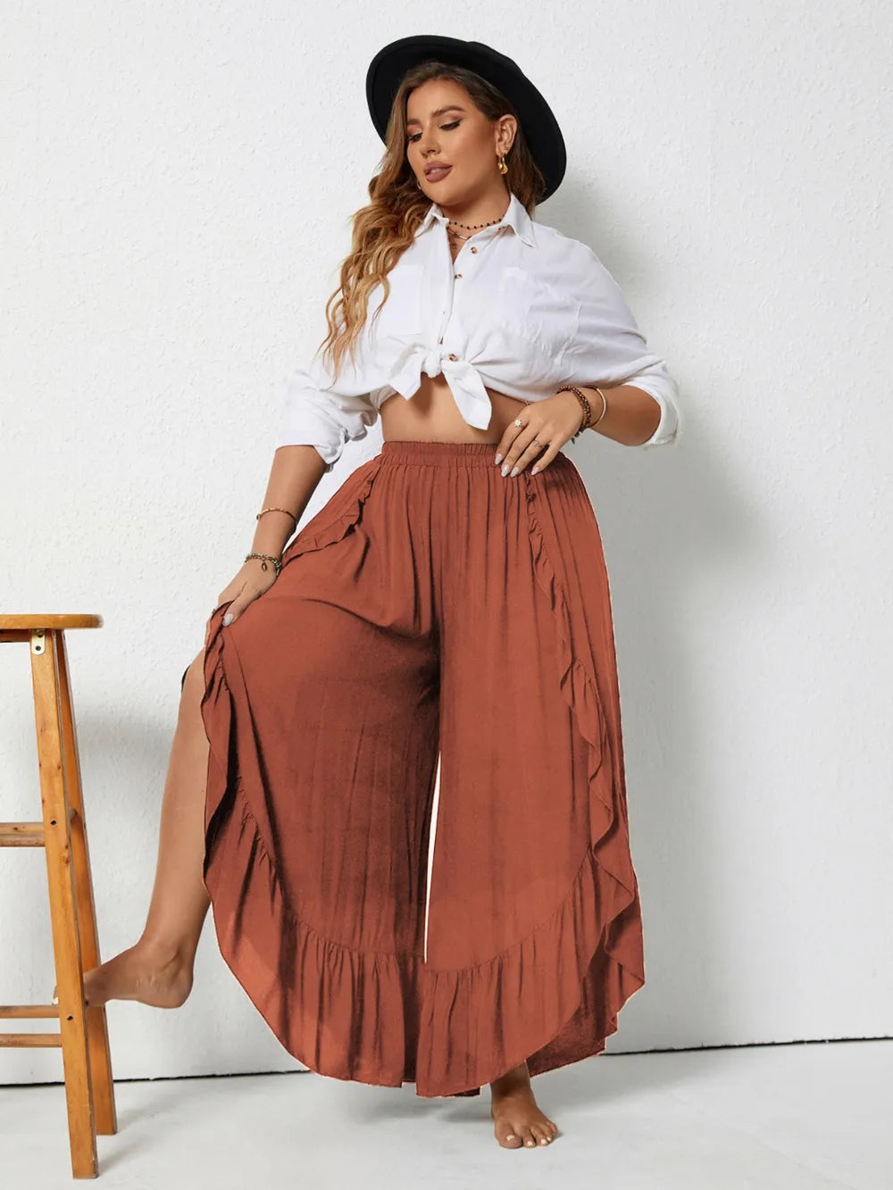 Plus Size Ruffled Wide Leg Pants – Trendsi | ClozArt