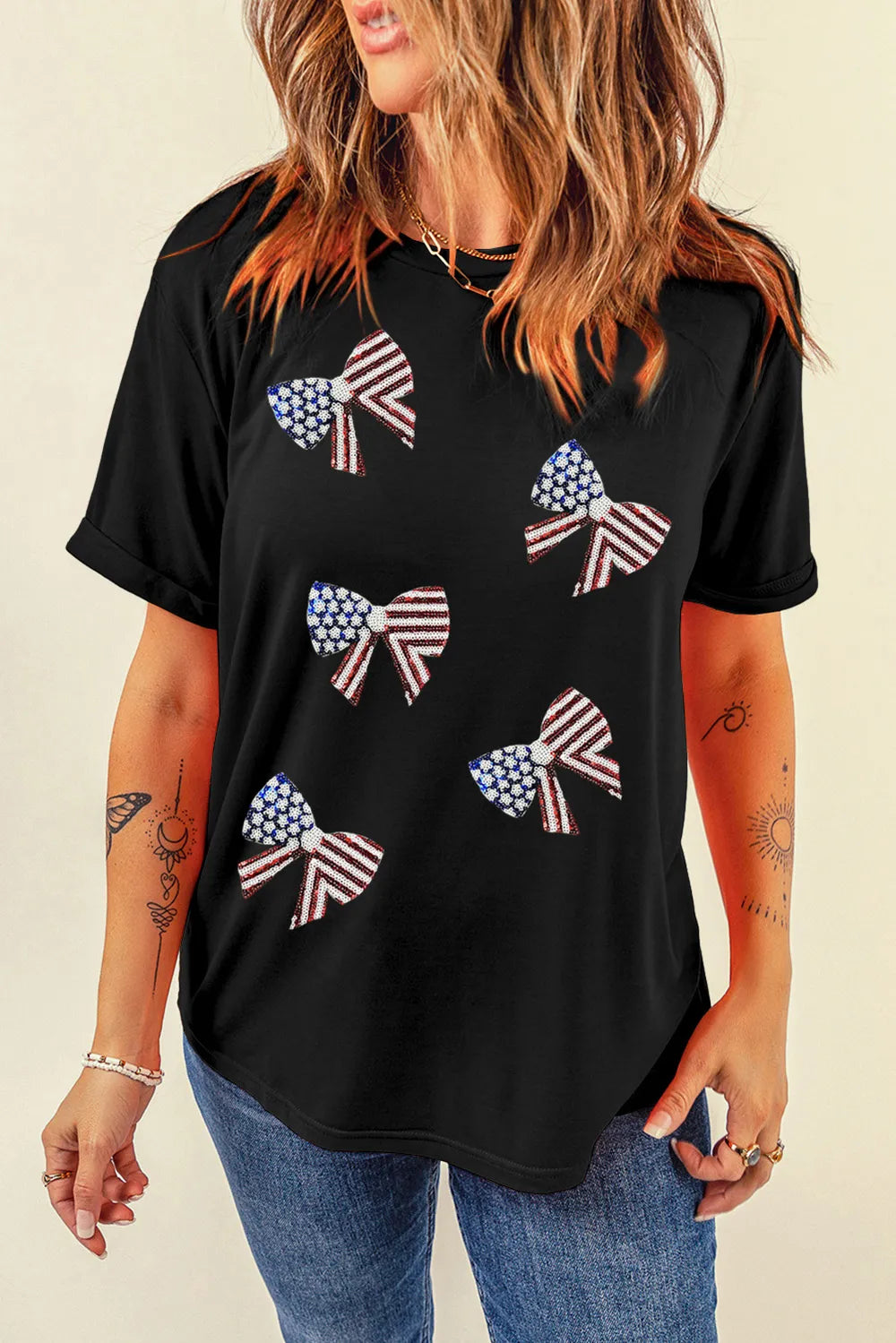 US Flag Round Neck Short Sleeve T-Shirt – Trendsi | ClozArt