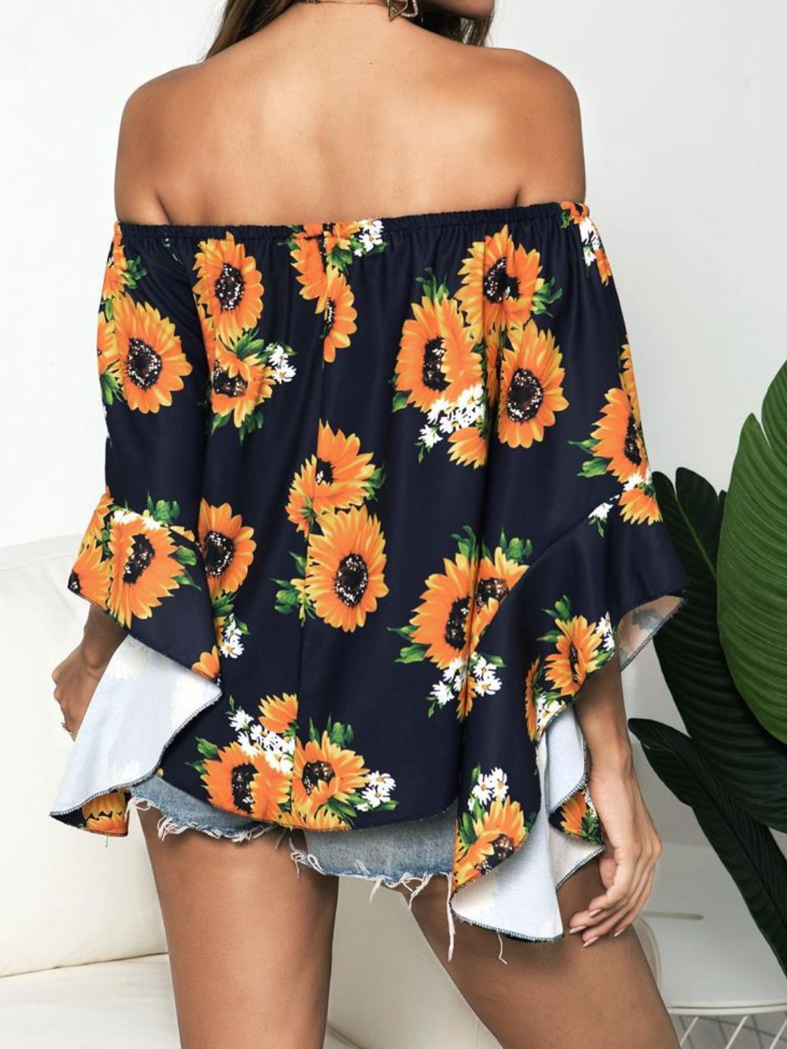Floral Print Off-Shoulder Flounce Sleeve Blouse – Trendsi | ClozArt