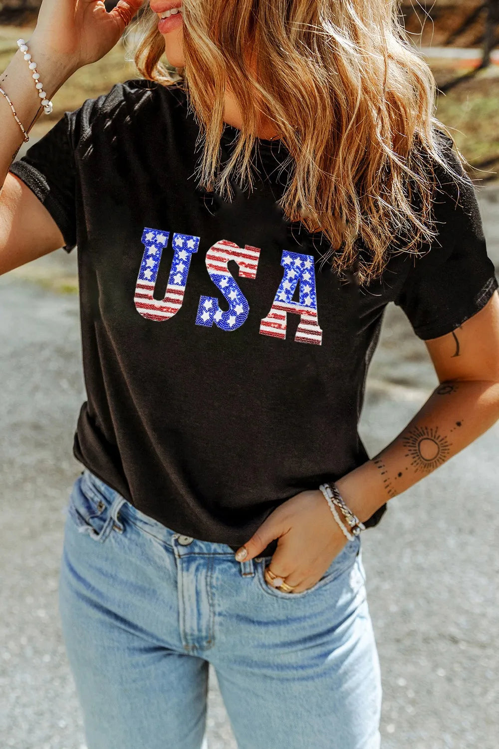 USA Round Neck Short Sleeve T-Shirt – Trendsi | ClozArt