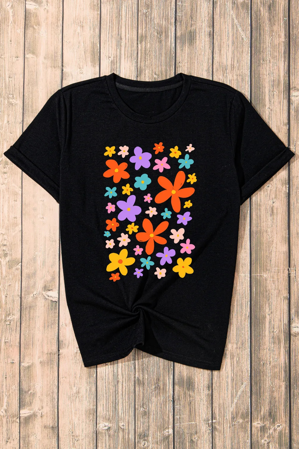 Flower Graphic Round Neck Short Sleeve T-Shirt – Trendsi | ClozArt