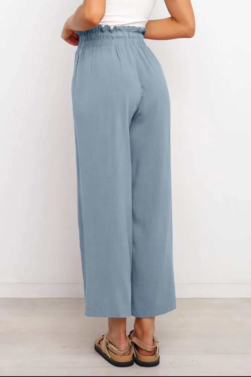 Drawstring Paperbag Waist Wide Leg Pants – Trendsi | ClozArt