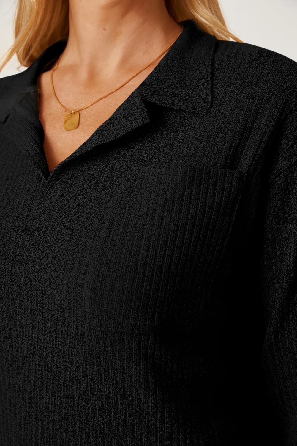 Collared Neck Dropped Shoulder T-Shirt – Trendsi | ClozArt